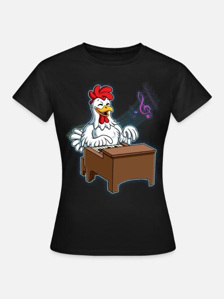 Huhn Klavierspieler - Frauen T-Shirt - Schwarz