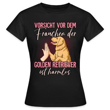 Vorsicht vor dem Frauchen Golden Retriever - Frauen T-Shirt - Schwarz - Vorne - AI Model Female 172 dark (172cm)