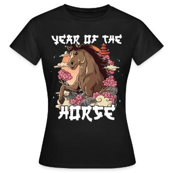 Jahr Des Pferdes Mondneujahrsfest Chinesisches - Frauen T-Shirt - Schwarz - Vorne - AI Model Female 172 dark (172cm)