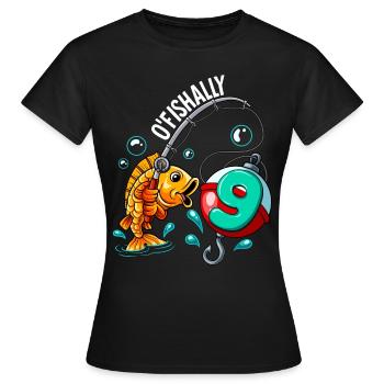 9 Birthday Angler Fishing - Women's T-Shirt - black - Front - AI Model Female 172 dark (172cm)