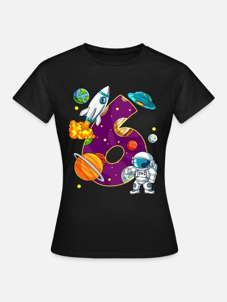 6 Anniversaire Astronaute de l’espace 6 ans - T-shirt Femme - noir