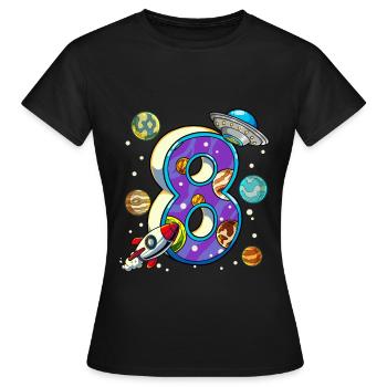 8 Geburtstag Weltall Weltraum Astronaut 8 Jahre - Frauen T-Shirt - Schwarz - Vorne - AI Model Female 172 dark (172cm)