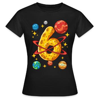 6 Geburtstag Weltall Weltraum Astronaut 6 Jahre - Frauen T-Shirt - Schwarz - Vorne - AI Model Female 172 dark (172cm)
