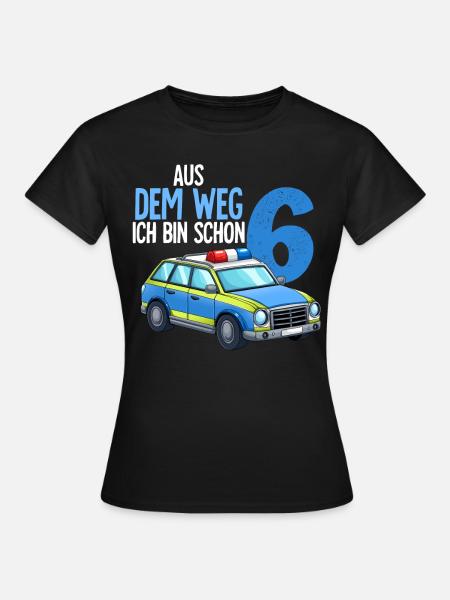 6. Geburtstag Polizei Polizeiauto 6 Jahre - Frauen T-Shirt - Schwarz
