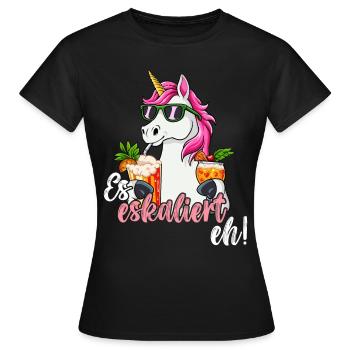 Es Eskaliert Eh - Frauen T-Shirt - Schwarz - Vorne - AI Model Female 172 dark (172cm)