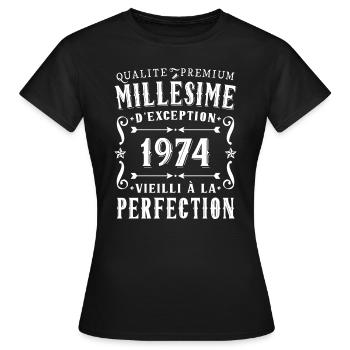 Anniversaire Millésime 1974 Cadeau Fête - T-shirt Femme - noir - Devant - AI Model Female 172 dark (172cm)