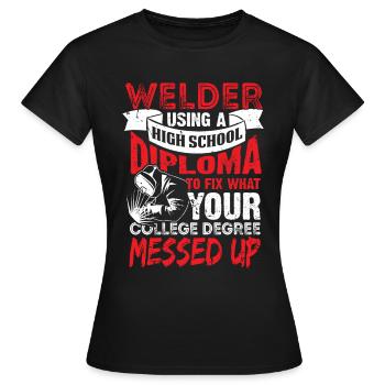 Welding Welding Welding Welding Diploma - Women's T-Shirt - black - Front - AI Model Female 172 dark (172cm)