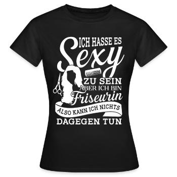 Coiffeuse sexy - Salon de coiffure Salon Studio - T-shirt Femme - noir - Devant - AI Model Female 172 dark (172cm)