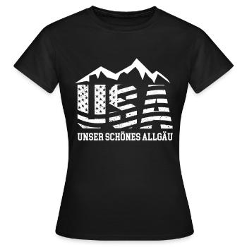 USA Unser schönes Allgäu Geschenkidee - Frauen T-Shirt - Schwarz - Vorne - AI Model Female 172 dark (172cm)