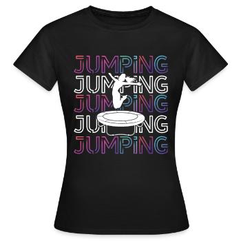 Jumping Trampolin Fitness Workout Trendsport - Frauen T-Shirt - Schwarz - Vorne - AI Model Female 172 dark (172cm)