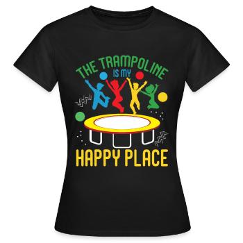 Trampoline is my happy place - Jumping Trampolin - Frauen T-Shirt - Schwarz - Vorne - AI Model Female 172 dark (172cm)
