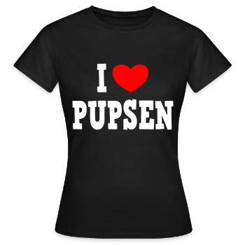 I LOVE PUPSEN - Pups Furz Blähungen - Frauen T-Shirt - Schwarz - Vorne - AI Model Female 172 dark (172cm)
