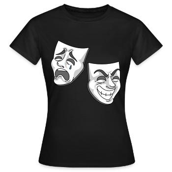 Theater Komödie Tragödie Masken Design - Frauen T-Shirt - Schwarz - Vorne - AI Model Female 172 dark (172cm)