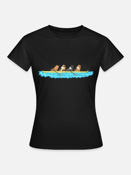 Drôle de cochons d'Inde dans un bateau - T-shirt Femme - noir