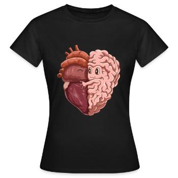 Drôle coeur amour cerveau travail d'équipe - T-shirt Femme - noir - Devant - AI Model Female 172 dark (172cm)