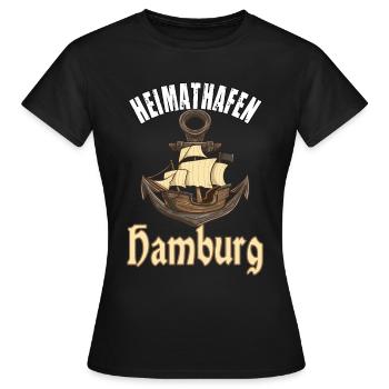 Heimathafen Hamburg Segelschiff - Frauen T-Shirt - Schwarz - Vorne - AI Model Female 172 dark (172cm)