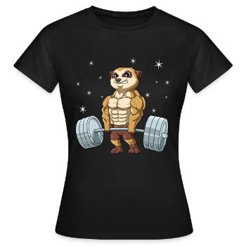 Erdmännchen Gewichtheben Fitness-Studio - Frauen T-Shirt - Schwarz - Vorne - AI Model Female 172 dark (172cm)