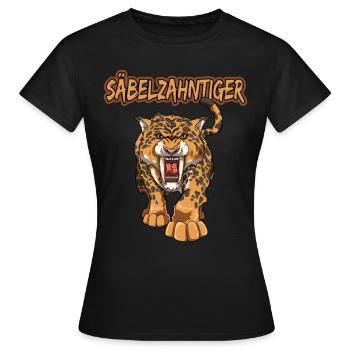 Säbelzahntiger Geschenke Raubkatze Steinzeit für - Frauen T-Shirt - Schwarz - Vorne - AI Model Female 172 dark (172cm)