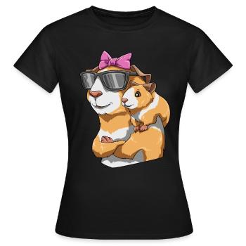 Liebevolles Meerschweinchen mit Meerschweinchen - Frauen T-Shirt - Schwarz - Vorne - AI Model Female 172 dark (172cm)