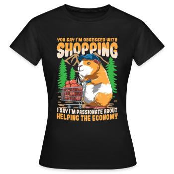 MEERSCHWEINCHEN FUTTER EINKAUFSWAGEN - Frauen T-Shirt - Schwarz - Vorne - AI Model Female 172 dark (172cm)
