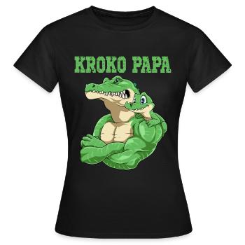 Kroko Papa Krokodil Vater und Baby Papa Vatertag - Frauen T-Shirt - Schwarz - Vorne - AI Model Female 172 dark (172cm)