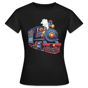 Niedliche Zug Eisenbahn Lokomotive - Frauen T-Shirt - Schwarz - Vorne - AI Model Female 172 dark (172cm)