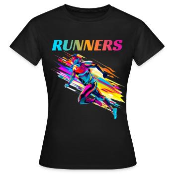 Dynamische Läufer Lauf Wettkampf - Frauen T-Shirt - Schwarz - Vorne - AI Model Female 172 dark (172cm)