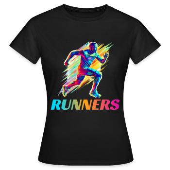Dynamische Läufer Lauf Wettkampf - Frauen T-Shirt - Schwarz - Vorne - AI Model Female 172 dark (172cm)