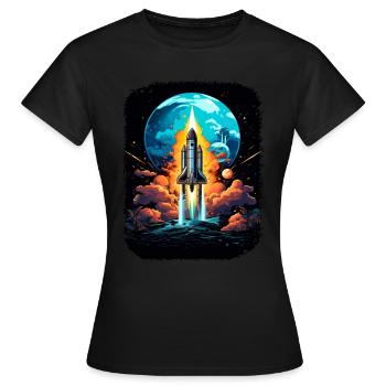 Space Weltraum Raumschiff Start Abheben Lift Off - Frauen T-Shirt - Schwarz - Vorne - AI Model Female 172 dark (172cm)