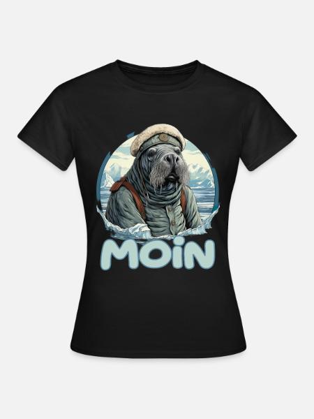 Moin Walross Matrose - Frauen T-Shirt - Schwarz