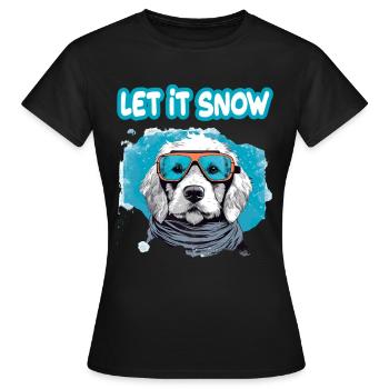Hund mit Skibrille Schnee Schneefall für eine - Frauen T-Shirt - Schwarz - Vorne - AI Model Female 172 dark (172cm)