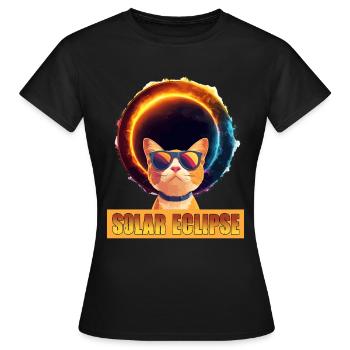 Sonnenfinsternis Katze - Frauen T-Shirt - Schwarz - Vorne - AI Model Female 172 dark (172cm)