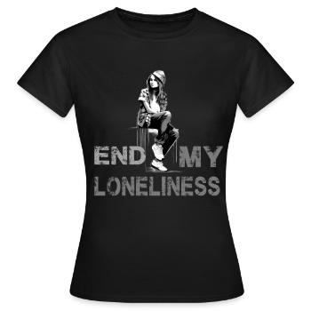 Slogon für Frauen Beende meine Einsamkeit - Frauen T-Shirt - Schwarz - Vorne - AI Model Female 172 dark (172cm)