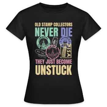 Lustige Briefmarken Briefmarkensammlung Humor - Frauen T-Shirt - Schwarz - Vorne - AI Model Female 172 dark (172cm)