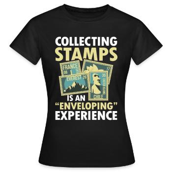 Lustige Briefmarken Briefmarkensammlung Humor - Frauen T-Shirt - Schwarz - Vorne - AI Model Female 172 dark (172cm)