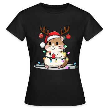 Süße Hamster Weihnachten Illustration Für - Frauen T-Shirt - Schwarz - Vorne - AI Model Female 172 dark (172cm)