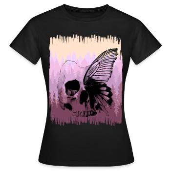 Réincarnation Papillon Nature Crâne - T-shirt Femme - noir - Devant - AI Model Female 172 dark (172cm)