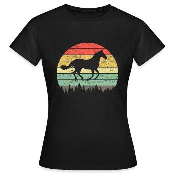 Motif cheval vintage rétro motif cheval cavalier - T-shirt Femme - noir - Devant - AI Model Female 172 dark (172cm)