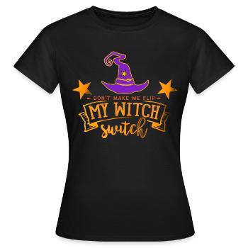 Halloween Flip interruptor de bruja Divertido atuendo de fiesta - Camiseta mujer - negro - delante - AI Model Female 172 dark (172cm)