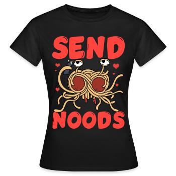 Fliegendes Spaghettimonster FSM - Frauen T-Shirt - Schwarz - Vorne - AI Model Female 172 dark (172cm)