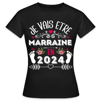 Je vais être marraine en 2024 cadeau marraine 2024 - T-shirt Femme - noir - Devant - AI Model Female 172 dark (172cm)