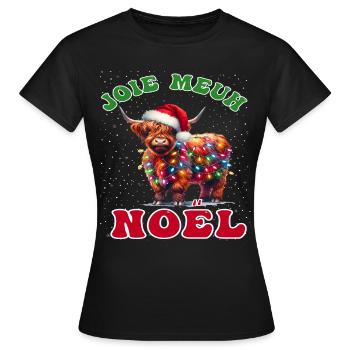 Joie Meuh Noël Cadeau Humoristique Vache Noël - T-shirt Femme - noir - Devant - AI Model Female 172 dark (172cm)