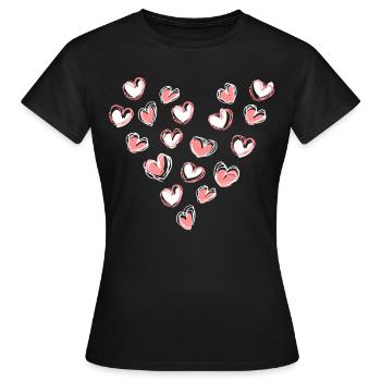 Mehrere Herzen machen ein Herz zusammen - Frauen T-Shirt - Schwarz - Vorne - AI Model Female 172 dark (172cm)