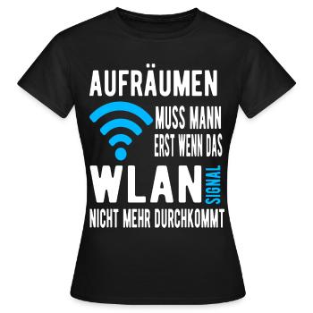 Wlan Signal Aufräumen - Frauen T-Shirt - Schwarz - Vorne - AI Model Female 172 dark (172cm)