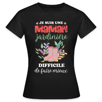 Maman jardinière jardinage Jardin - T-shirt Femme - noir - Devant - AI Model Female 172 dark (172cm)