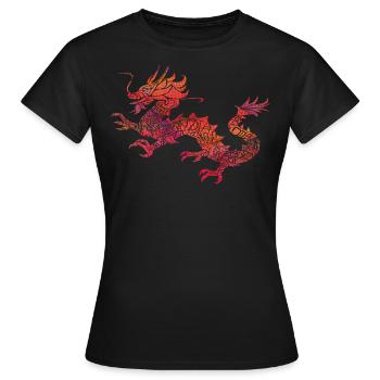 Red Tribal Dragon Künstlerisches chinesisches Drachengeschenk - Frauen T-Shirt - Schwarz - Vorne - AI Model Female 172 dark (172cm)
