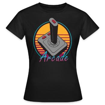 Vintage Rétro 80s Gaming Arcade Joystick Vidéo - T-shirt Femme - noir - Devant - AI Model Female 172 dark (172cm)