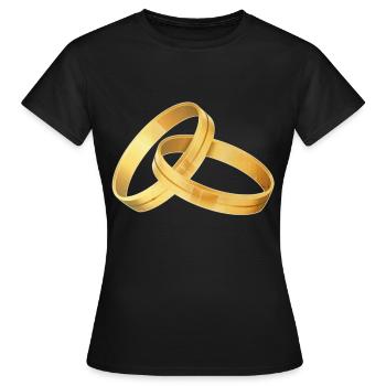 Goldene Ringe, Hochzeit, Verlobung - Frauen T-Shirt - Schwarz - Vorne - AI Model Female 172 dark (172cm)