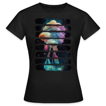 Psychedelic Jellyfish In Space Colorful Nebula - Women's T-Shirt - black - Front - AI Model Female 172 dark (172cm)
