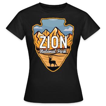 Parc national américain de Zion Arrowhead Deer Mountains - T-shirt Femme - noir - Devant - AI Model Female 172 dark (172cm)